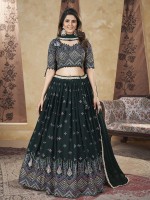 Peacock Green Georgette Lehenga Choli